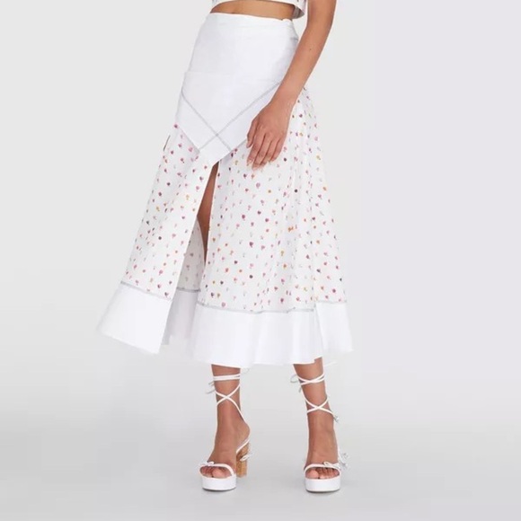 Rosie Assoulin Ula cotton poplin flower Waist Wrap midi skirt Tulip-printed - Picture 14 of 16